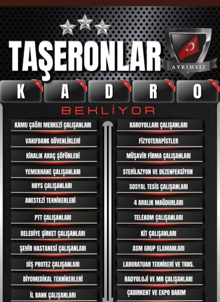 Yüce devletimiz toplumsal beklentileri çözmüşken toplumun kanayan yarası olan taşeron sorununu da çözecektir