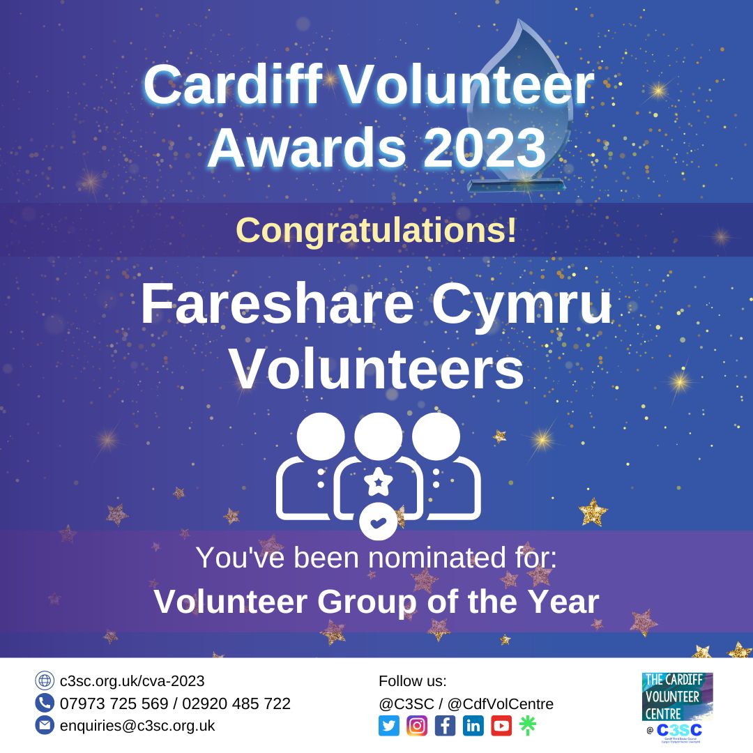 cdfvolcentre's tweet photo. * 10 more days left to #nominate! * 🚨⌛️

It's time to mention more #nominees for the upcoming #CVA2023! 🎉 They are:

🔵 Alison Gibbons - #Trustee of the Year at Good Neighbours in North #Cardiff
🔵 @FareShareCymru Volunteers - #Volunteer Group of the Year https://t.co/mtUZhoLVzH