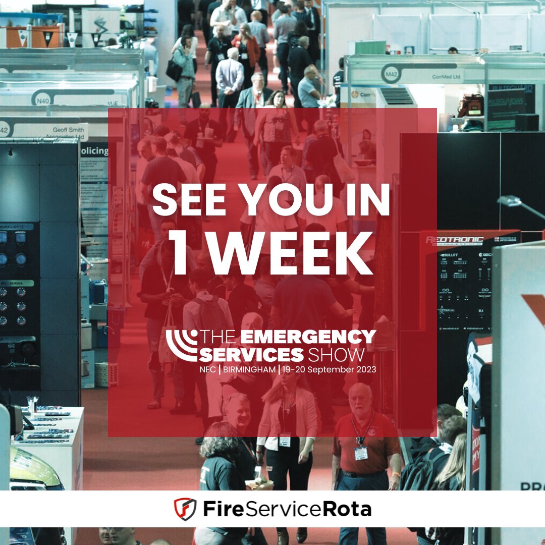 7 days until we see you at  The Emergency Services Show (@emergencyuk )🚨 

📆 Save the date: 19-20 September 2023 | NEC Birmingham

Can't wait to see you again 🔥🚒🧑🏻‍🚒 

#ESS2023 #EmergencyServices  #FireandRescueServices #schedulingsoftware #planning #alerting #FirstResponse