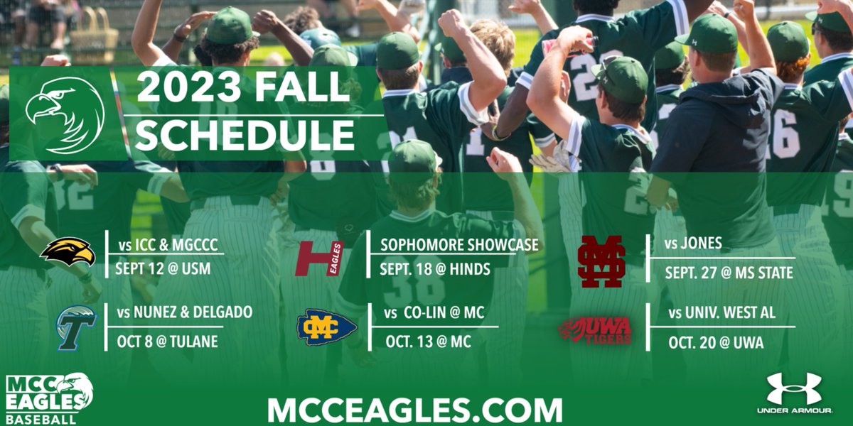 SCHEDULE RELEASE. <a href="/MCCEaglesBSB/">MCC Eagles Baseball ⚾️ 🇺🇸</a> opens up the fall portion of their schedule today at USM. The Eagles play Itawamba and MS Gulf Coast. This fall MCC makes trips to Tulane, MS College, MS State, and UWA. For schedules and info go to mcceagles.com
#mcceagles
#WIDEOPEN