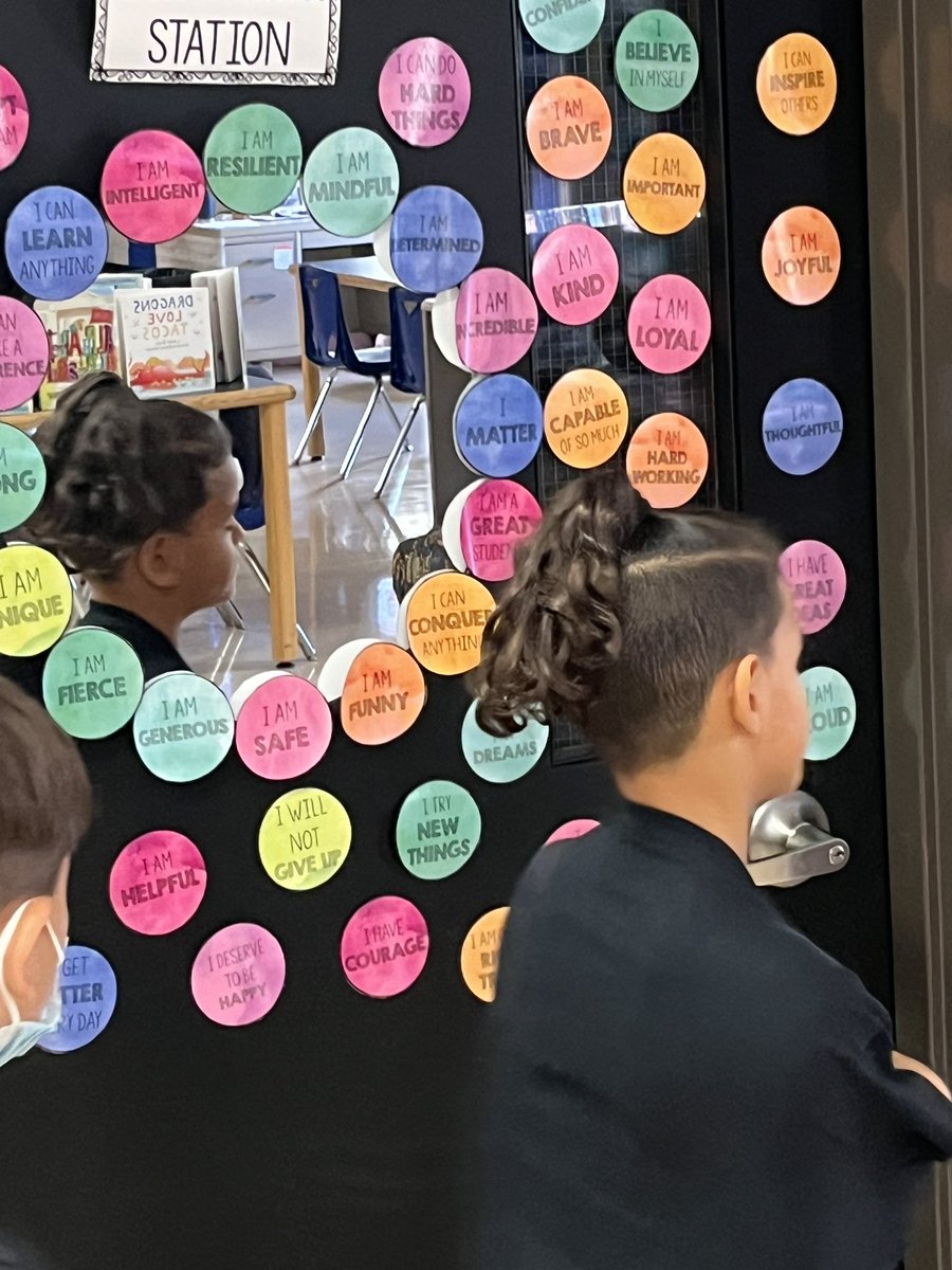 I love this. As our kids walk into Media they get to check in on the affirmation wall. Nice work Mrs. Traner! #sssct