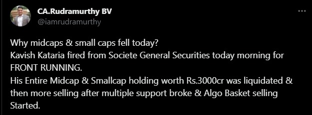 3rd_Wave_'s tweet photo. #Nifty #Midcap / #smallap Top 400 Index
for us Midcap smallcap correction came from level mentioned for us is no surprise but getting rumors of some kavish kartaria in front running case - markets rebound fully means news is discounted if the selloff came from news else few days of correction will make Index healthy