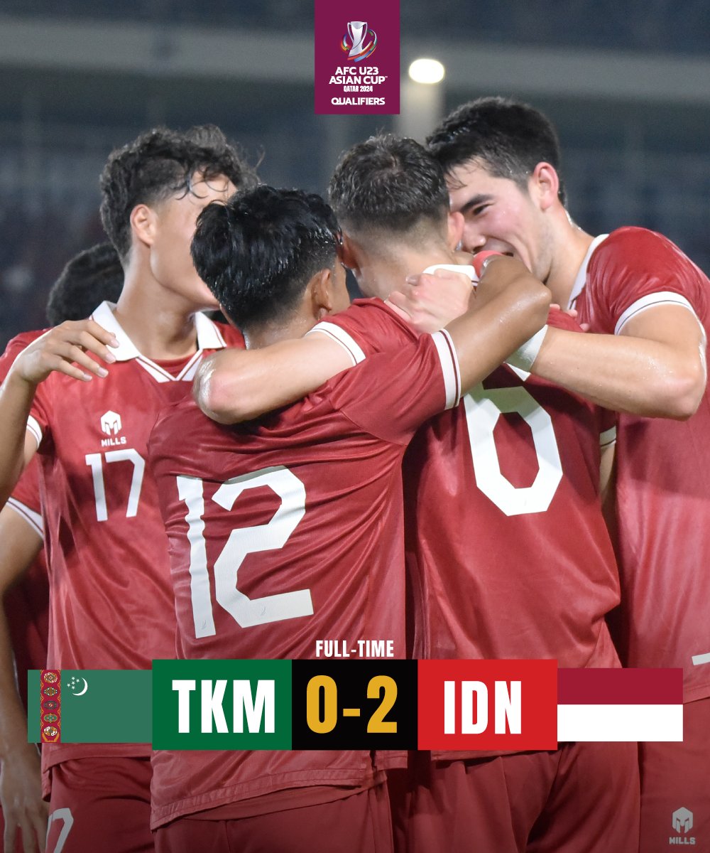 FT | 🇹🇲 Turkmenistan 0️⃣-2️⃣ Indonesia 🇮🇩 Indonesia are heading to the 2024 #AFCU23 Finals as they 🔝 Group K of the Qualifiers!