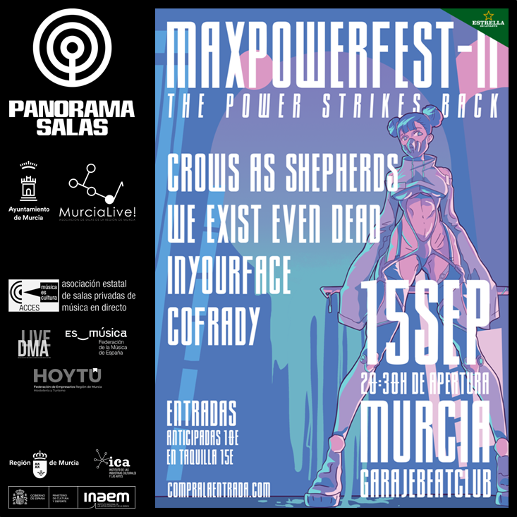 garajebeatclub's tweet photo. La reapertura de @garajebeatclub tras el cierre estival será este viernes 15 de septiembre, coincidiendo con la segunda edición de #MaxPowerFest, con estos horarios:
20:30 . Apertura
21:00 . Cofrady
21:50 . @InyourfaceES
22:55 . @WeExistEvenDead
00:00 . Crows as Shepherds https://t.co/hbU3jbRLiE