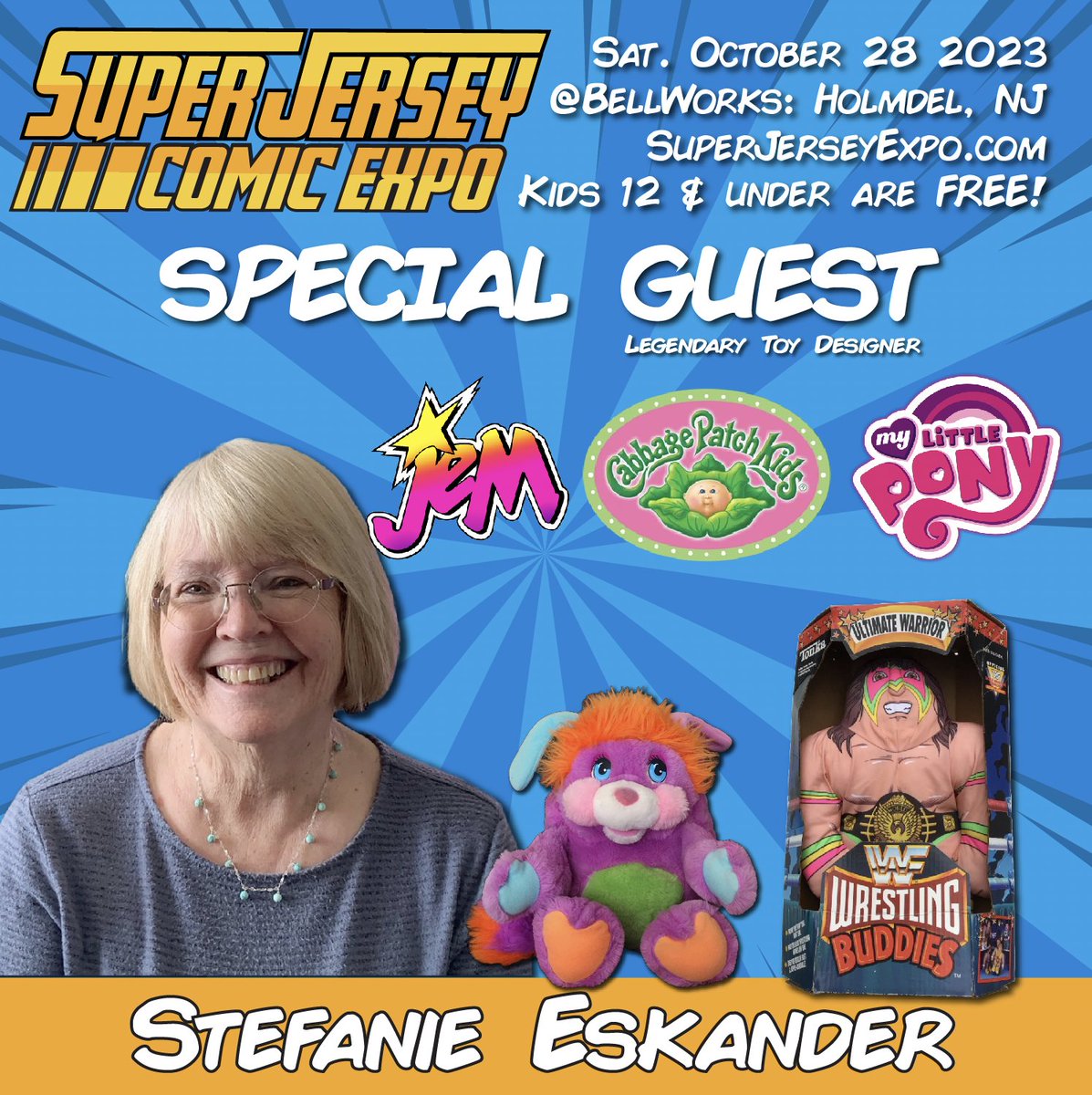 SuperJerseyExpo's tweet photo. Please join us in welcoming legendary toy designer @stefeskander to #SJCE23 on Oct.28 in Holmdel, NJ! 

You'd be hard-pressed to find a 70s or 80s baby who wasn't obsessed with toys she created/designed, an incredible career that's STILL going!

https://t.co/E2Blj8geBf https://t.co/JPXuYFvCsE