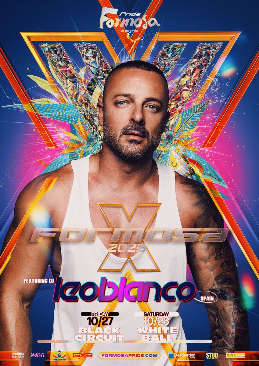 西班牙DJ  LEO BLANCO即將來台
OCT 27.28 給你兩晚最棒的音樂🔥
The most anticipated gay music festival of the year in Taiwan!

✨更多資訊DJ×GOGO×MORE INFO✨
formosapride.com/2023/

🌈X-FORMOSA 2023 彩虹音樂節🌈
OCT 27 28 29📍TAIPEI, TAIWAN