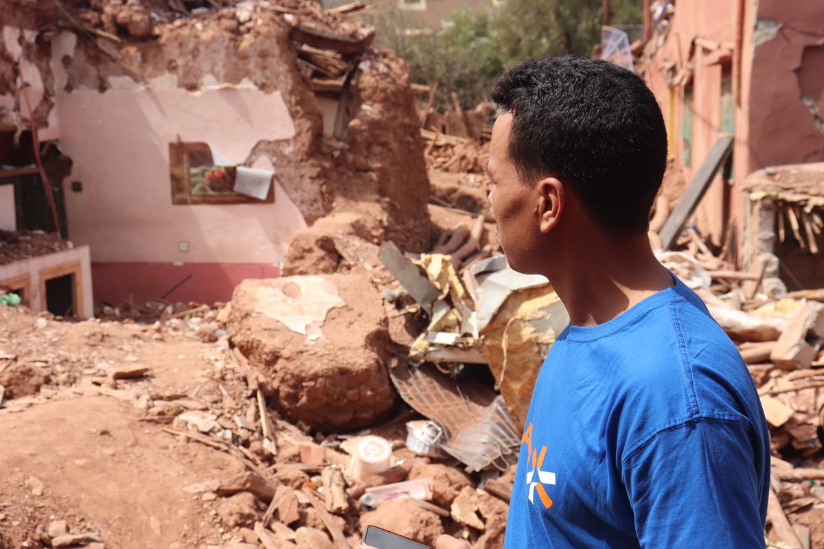 Today our team visited a number of villages in El Haouz, Morocco, including one community of around 800 people where 75 people died in the earthquake. Parts of the village are now in complete rubble and families are sleeping in an orchard by the side of the road.