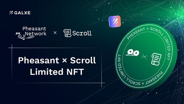 Galxe's tweet photo. Explore an optimistic bridge between @Scroll_ZKP as part of the @PheasantNetwork Campaign on #Galxe!

🔗 Connect your MetaMask wallet
↔️ Seamlessly bridge between Sepolia and Scroll
🐦 Follow @PheasantNetwork on X and join their Discord for updates.

https://t.co/zbhepDn9JA https://t.co/pFXOxRpcA2