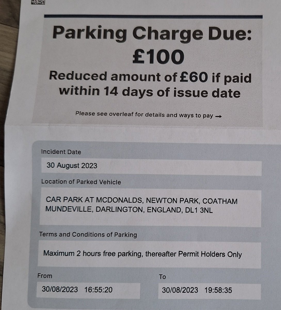 laurendrobinson's tweet photo. @McDonaldsUK at Aycliffe and @CivilEnforce are a*holes.....pass it on!! 
#parkingfine #mcdonalds #mcdonaldsaycliffe #civilenforcement #finedforbeingafatty https://t.co/lb7sHTWALq