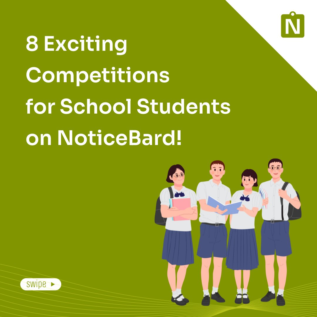 noticebard's tweet photo. [1/3]

Tuesday evenings are for competitions!

Here are 8 very exciting and fascinating competitions for school students. If you wish to read more about them, visit https://t.co/Bp22hN87kt.

Happy reading and participating! https://t.co/WM7vtnXCnc