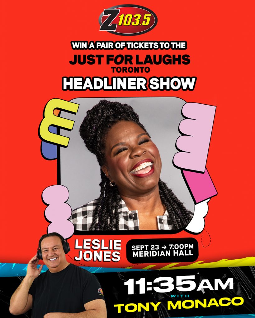 TonyMonaco's tweet photo. Need a good laugh? We've got the hookup for you! Listen all this week at 11:35am to WIN TIX for #JFLToronto to see LESLIE JONES September 23 at Meridian Hall. @Z1035Toronto https://t.co/DPX7ulHTbg https://t.co/FHJ3cuFrxL