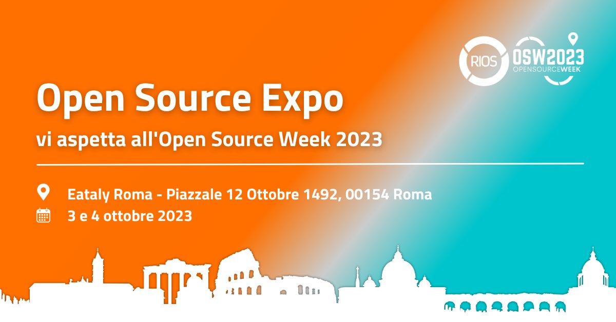 RIOS_opensource's tweet image. 2 giorni, 11 vendor, 6 lightning talk: ecco i numeri dell&apos;#OpenSourceExpo che accompagnerà i primi due giorni dell&apos; #OpenSourceWeek 2023.

Registrati all&apos;#OSW2023 e incontra le tecnologie leader del panorama #opensource italiano e internazionale 
➡ opensourceweek.it

#RIOS