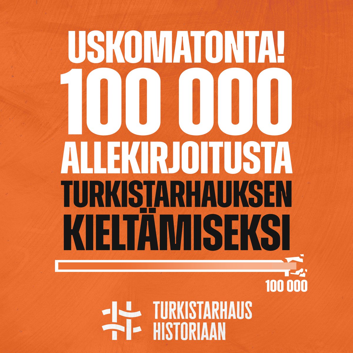tarhauskielto's tweet photo. Nyt on syytä juhlaan: Turkistarhaus historiaan -kansalaisaloite on kerännyt kaksinkertaisen määrän eduskunnan käsittelyyn vaadittavia allekirjoituksia! Suuri kiitos tästä jokaiselle aloitteen tukijalle. 🧡 https://t.co/mHqZzenaVF