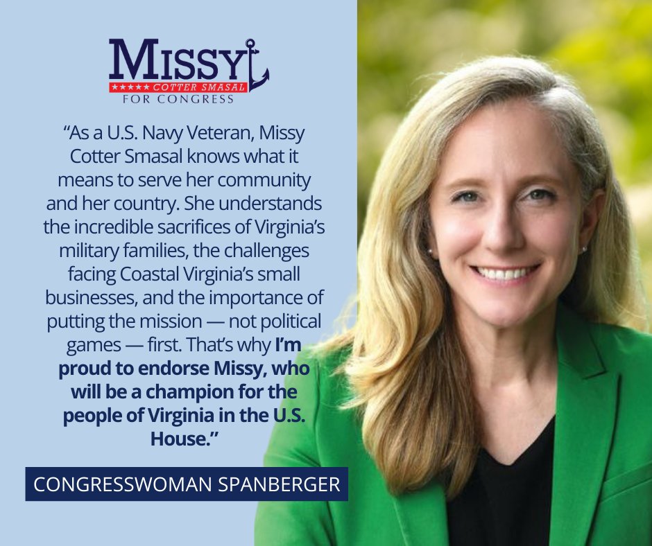 Congresswoman @SpanbergerVA07 is a dedicated public servant and steadfast defender of Virginia's values. It is an honor to have her support and endorsement of our campaign. Are you with us?secure.actblue.com/donate/mcs-202…