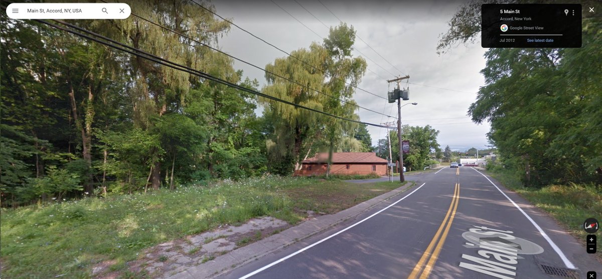 normancengland's tweet image. Via my incredible Google Maps sleuthing skills, I found the post office location in the 1985 film, "The Stuff." Though "Stauen, Va" in the film, it's actually in Accord, NY. Long gone, the structure is today a vacant lot. Found a drawing of it online from way back.
#thestuff