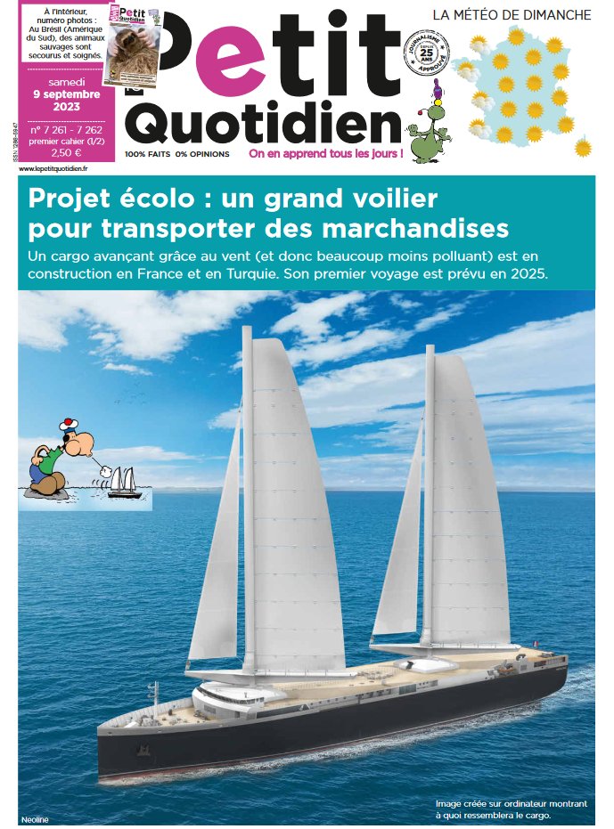 NEOLINE - wind powered shipping (@neolineonline) on Twitter photo 🌬 ⛵Une rentrée boostée et en beauté pour <a href="/NeolineOnline/">NEOLINE - wind powered shipping</a> !
❤️Quel honneur de voir le n°7261 du <a href="/petitquotidien/">lepetitquotidien</a> consacré au Neoliner ! C'est une grande fierté pour nous qui travaillons à la transition pour les nouvelles générations!
Plus d'infos : lnkd.in/eXdqdk6e 🌬 ⛵Une rentrée boostée et en beauté pour <a href="/NeolineOnline/">NEOLINE - wind powered shipping</a> !
❤️Quel honneur de voir le n°7261 du <a href="/petitquotidien/">lepetitquotidien</a> consacré au Neoliner ! C'est une grande fierté pour nous qui travaillons à la transition pour les nouvelles générations!
Plus d'infos : lnkd.in/eXdqdk6e