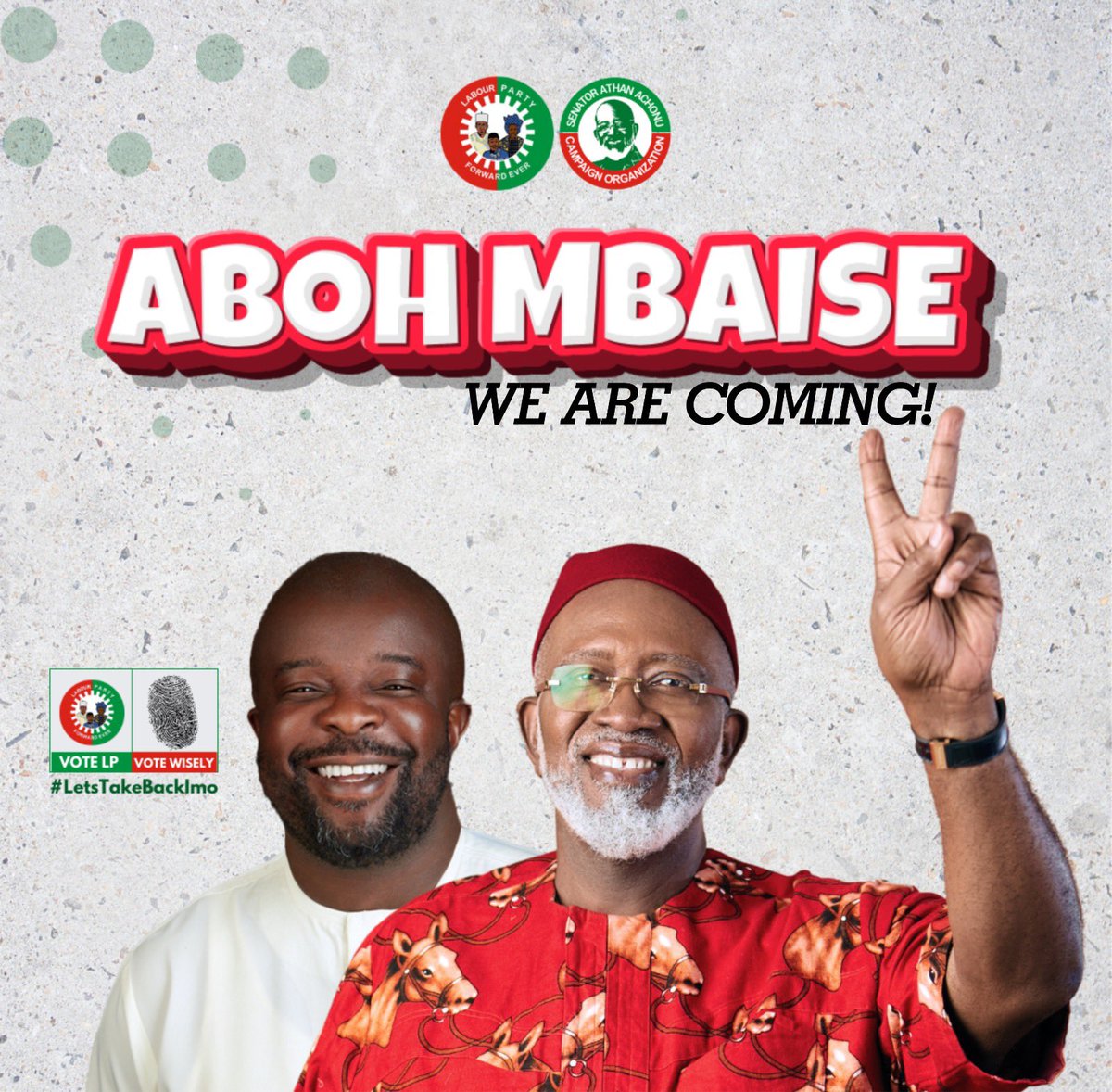 Ndi Imo,
At this momentous period in our lives, we are steadily progressing towards our agenda to #TakeBackImo with the commencement of Local Government Campaigns starting tomorrow Wednesday September 13, 2023 at Chioma Ajunwa Stadium, Aboh Mbaise Local Government Area.

I invite