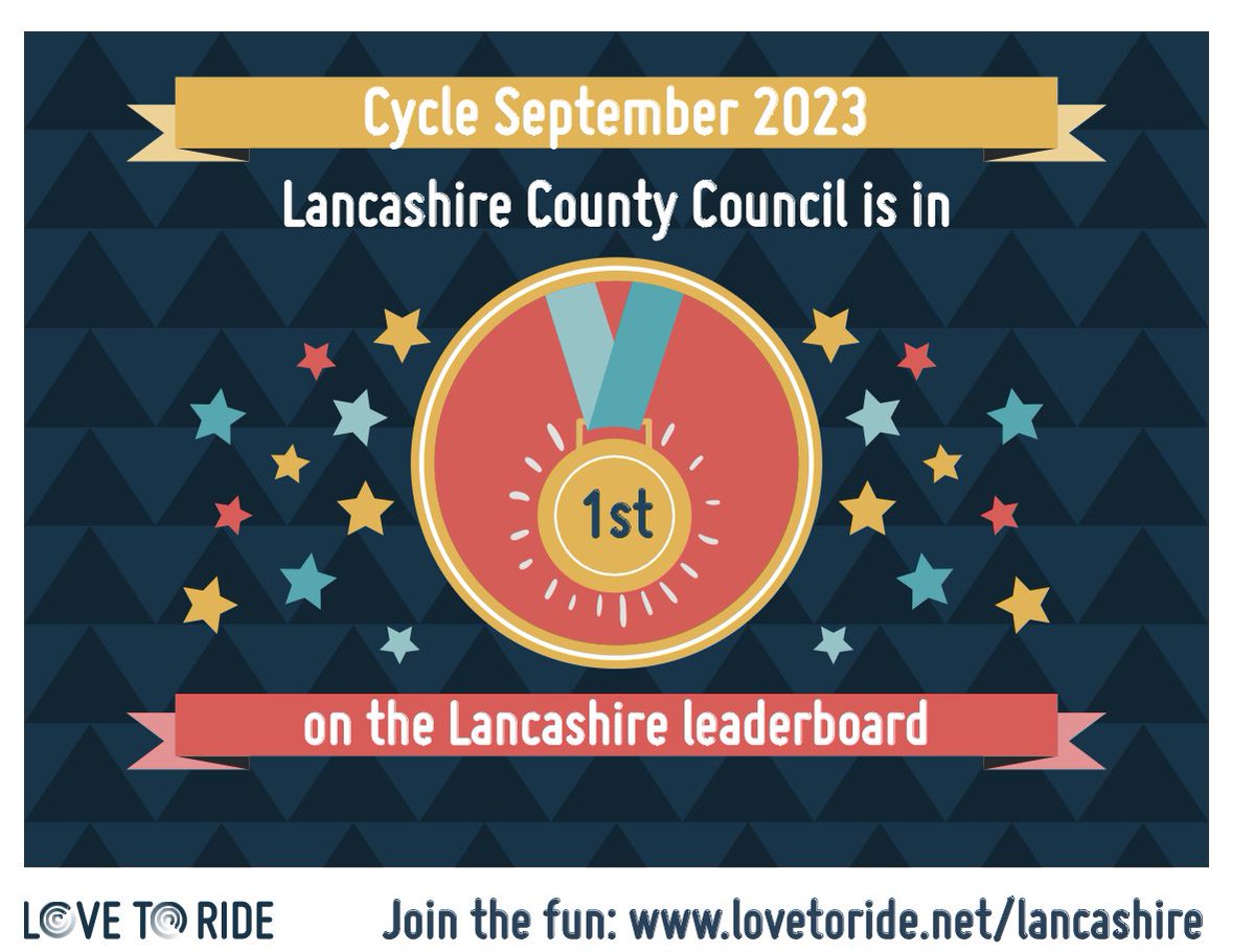 It’s #CycleSeptember and <a href="/LancashireCC/">Lancashire County Council</a> is taking part! We're 1st on the Lancashire leaderboard. There’s still time to sign up for the challenge on Love to Ride! You can register here:
lovetoride.net/lancashire?ic=…