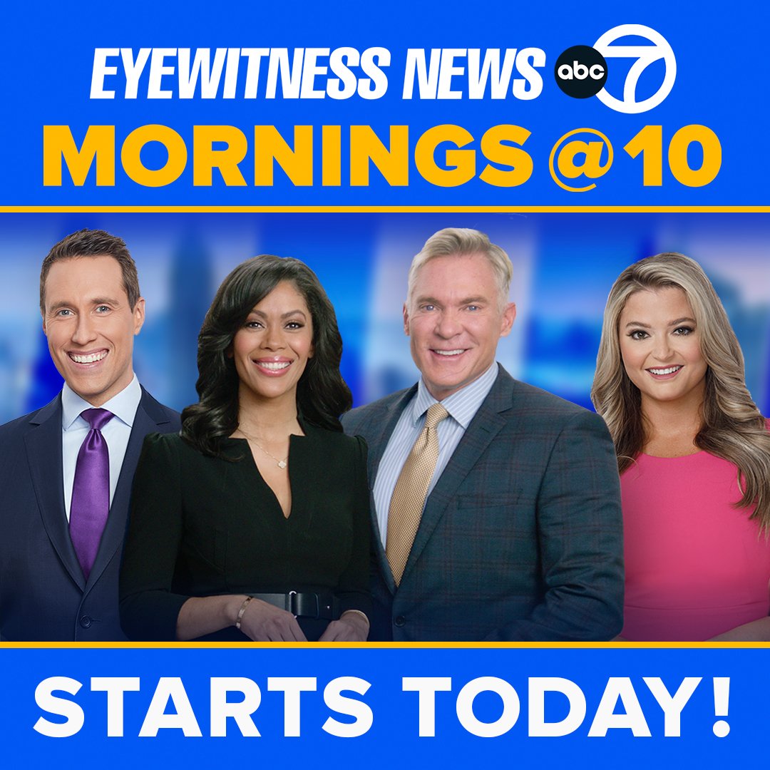 A new chapter begins today for WABC-TV.

Say hello 👋 to Eyewitness News: Mornings at 10! 

Same team. New vibe. Join us every day at 10 a.m. EST on Channel 7, or wherever you stream ABC7NY.

#NewYorkCity #NYC #broadcast #journalism #television #news