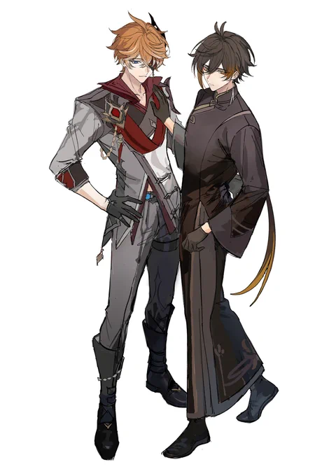 #タル鍾 #tartali摸了舊設達跟往生堂制服離貼貼(( 