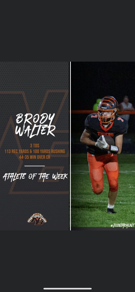 NBTigersFB's tweet image. Sophomore Brody Walter had him self a night on Friday!!! #whowe #heishim