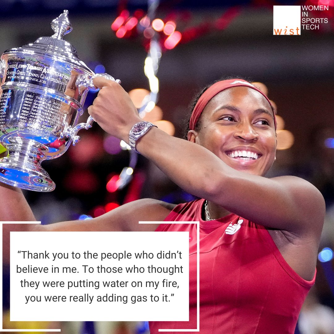 WomenSportsTech's tweet photo. 🎉 Congratulations to Coco Gauff on her victory at the US Open, her very first Grand Slam title at the age of 19! Her dedication, passion, and relentless pursuit of excellence have led her to this remarkable milestone.
#WomeninSportsTech #ChangeTheRatio #CultureMatters https://t.co/iYau79LU09