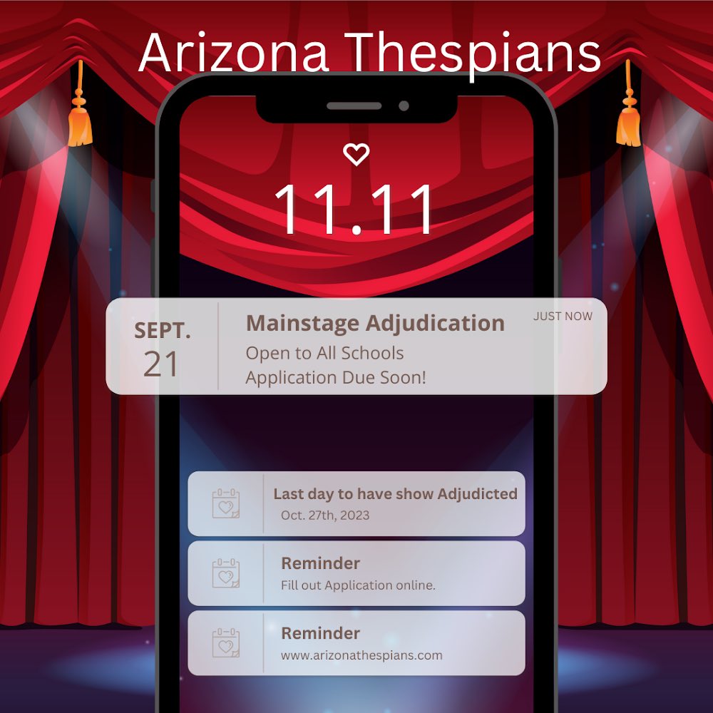 Want to show your MainStage production at Thespian Festival? MainStage applications are due September 21st! arizonathespians.com