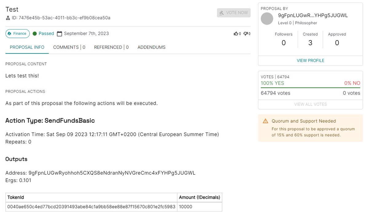 Check this out Paideia family!🧡

✅This was automatically sent from a DAO treasury in the Paideia closed beta, after a successful vote was passed. 

✅ Treasury management soon on both #Ergo and #Cardano 

👇Transaction: ergexplorer.com/transactions#a…

RT to spread the word.