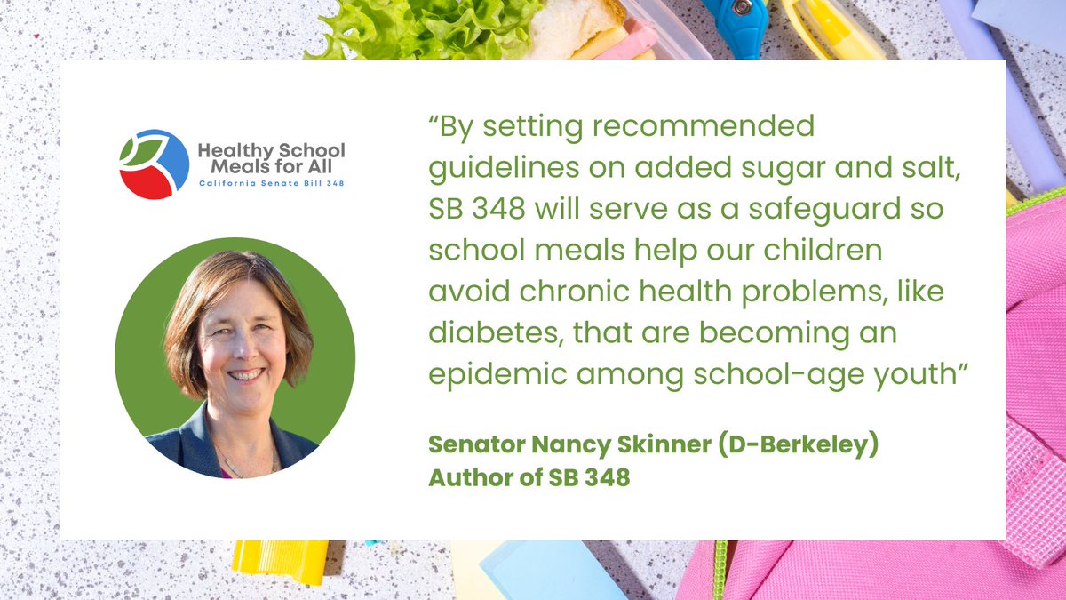 Children, regardless of their family's income, should have access to nutritious meals every school day🎒 

If signed, #SB348 would provide kids with:

🍏Healthier food options
☀️Meals on half days
⏰Options for more Time to Eat

<a href="/GavinNewsom/">Gavin Newsom</a> we respectfully urge your signature!