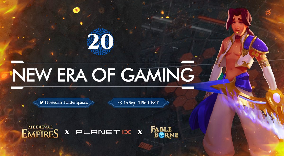 🌟Join us on the New Era of Gaming Ep. 20 with <a href="/MedievalEmpires/">Medieval Empires</a> and special guests for an exciting time!
🎮This week's featured game is <a href="/fableborne/">Fableborne</a> !
⏰Don't forget to set your reminder! 
x.com/i/spaces/1MYxN…
There's more to come!👇
(1/4)