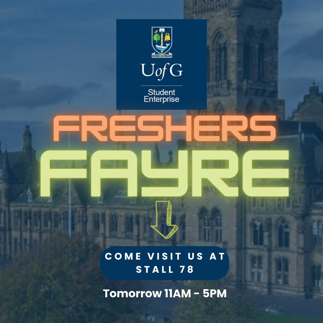 UofG Student Enterprise (@uofgenterprise) on Twitter photo Our first day at the <a href="/UofGlasgow/">University of Glasgow</a> #UofGfreshers Fayre went great! If you are interested in starting a business or have an idea and want to learn more about how to run your business, come by the #UofGfreshers Fayre tomorrow to find out more of what we do! #startup #entrepreneurship Our first day at the <a href="/UofGlasgow/">University of Glasgow</a> #UofGfreshers Fayre went great! If you are interested in starting a business or have an idea and want to learn more about how to run your business, come by the #UofGfreshers Fayre tomorrow to find out more of what we do! #startup #entrepreneurship