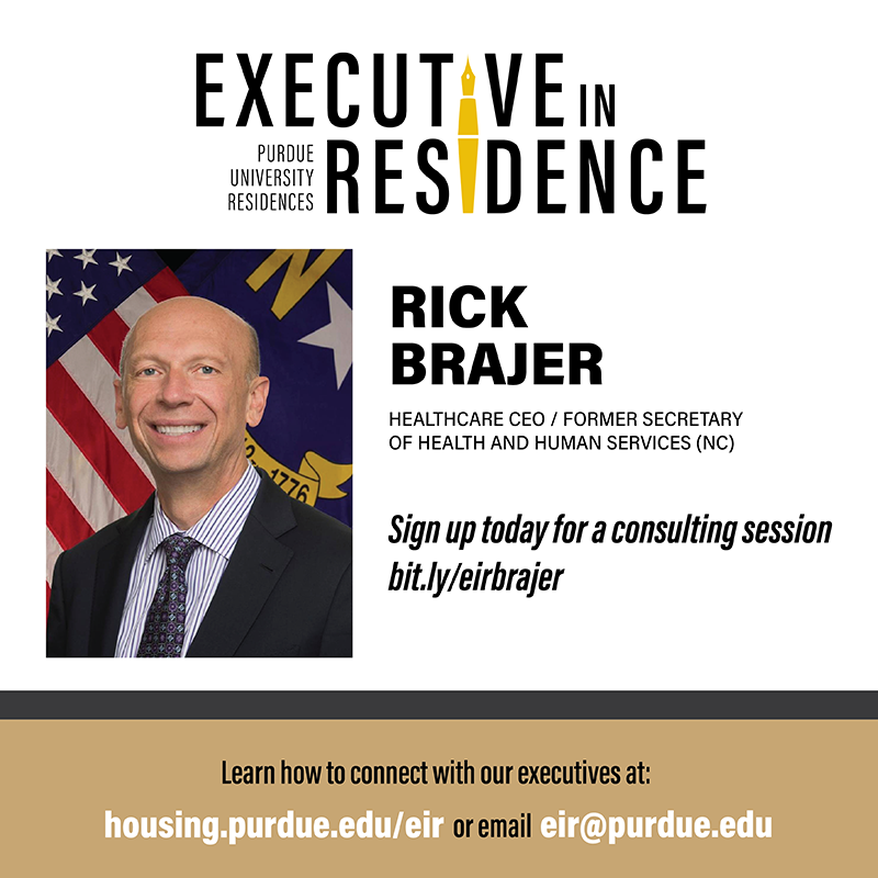 The Executives in Residence (EiR) program is back for Fall 2023! First up is Rick Brajer, Healthcare CEO and Former Secretary of Health and Human Services (NC). Rick will be back on campus tomorrow, so make sure to sign up for a consulting session here: bit.ly/eirbrajer