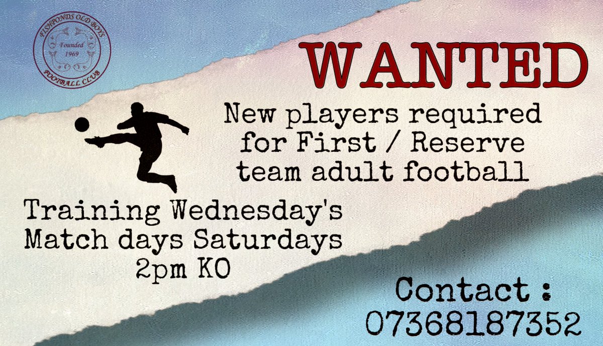 Still looking for a few more committed players for Saturdays first or reserve squads.
DM or reply to the number on the advert for more information.
#uptheponds
