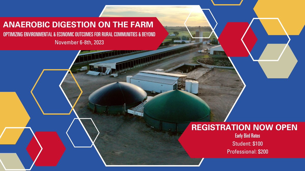 Register today! The registration is now open for the Anaerobic Digestion on the Farm conference. Join us and our conference co-hosts @EPAregion7 & @IIHRUIowa November 6-8 in Ames, #Iowa. ✅Details: bit.ly/45MdqWc