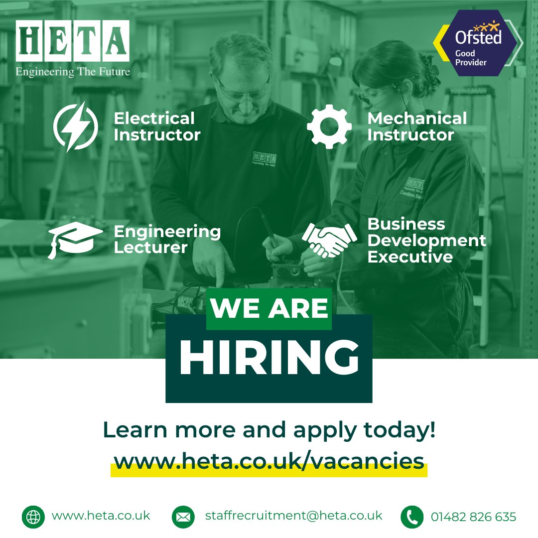 56 years of rich history and still going strong💪 In fact, we're still growing! We have a number of exciting vacanies open currently, so here's your chance to join us in #engineeringthefuture Check them out here👇 heta.co.uk/vacancies