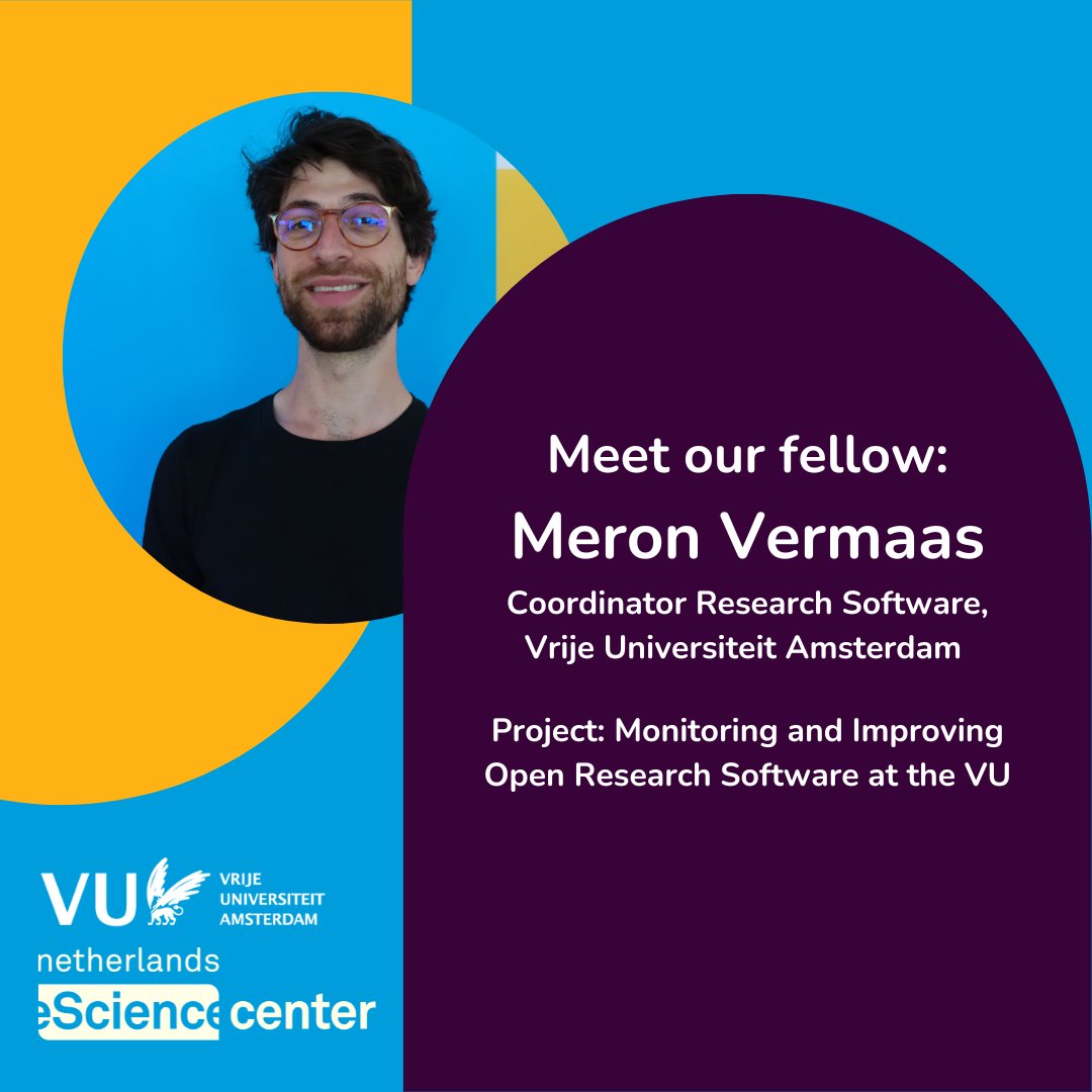 eScienceCenter's tweet photo. ๐ Meet our Fellow, Meron Vermaas!
Meron is a Coordinator of Research Software at @VUamsterdam. As an #eScienceCenterFellow, he will monitor & evaluate how #FAIR Open Research Software is at VU University. Then, he will work to improve it!
Read more here: https://t.co/Rh28EBOxZq https://t.co/8nEUAZ0Zof