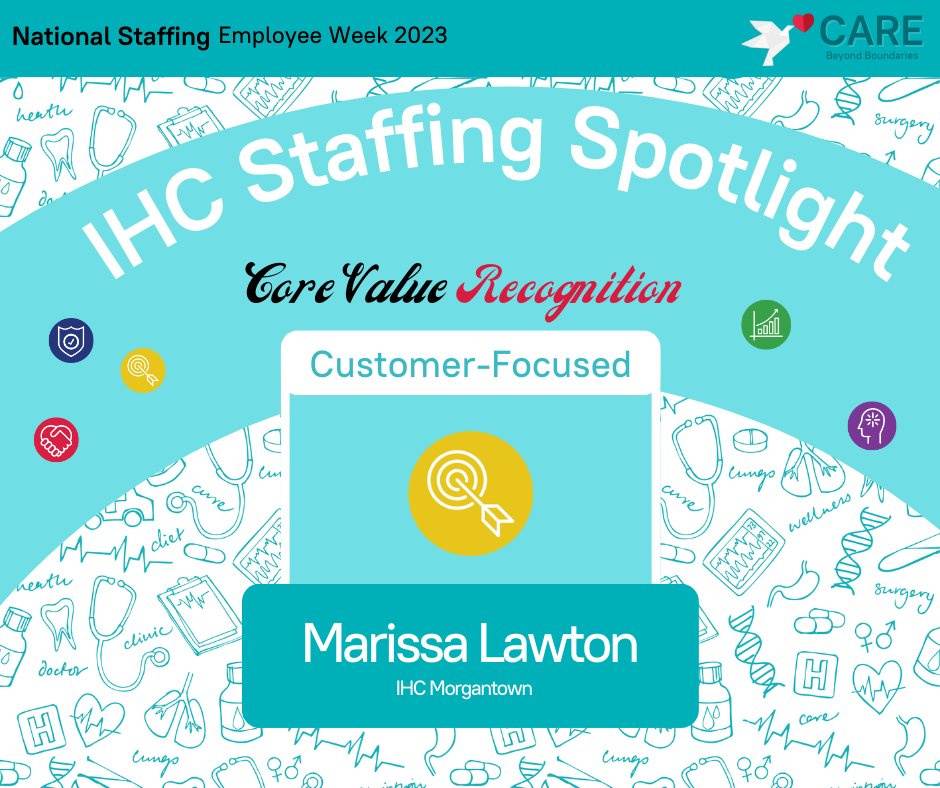 🌟 We are thrilled to announce that Marissa Lawton has been nominated for our Core Value Customer-Focused Award! 🏆
#IHCMakeADifference #NationalStaffingEmployeeWeek2023 #CareBeyondBoundaries #CoreValueAward #InterimHealthCare #StaffingStars