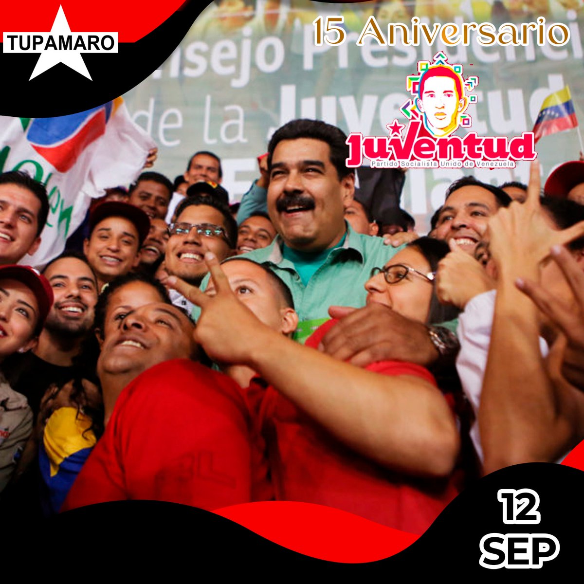 Desde el Movimiento Revolucionario TUPAMARO felicitamos a nuestros hermanos de lucha Juventud del <a href="/PartidoPSUV/">PSUV</a> por sus #15Años.

Nuestra Juventud Patriota avanzando con las grandes tareas y esfuerzos en defensa de la revolución.
<a href="/NicolasMaduro/">Nicolás Maduro</a>
<a href="/WBenavides_MRT/">Williams Benavides</a>
#MundoPluripolar