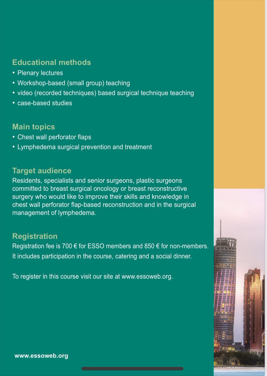 📣 Calling Breast Surgeons, Surgical Oncologists & Residents in 🇵🇰 🇦🇪 ! @ESSOnews Course “Chest Wall Perforator Flaps and Lymphedema Surgical Management” on Feb 16-17, 2024, Abu Dhabi Limited spots! Register now essoweb.org/courses/esso-c… @SOS_Pk @YSAC_PK @gssoszh @PkSurgeons