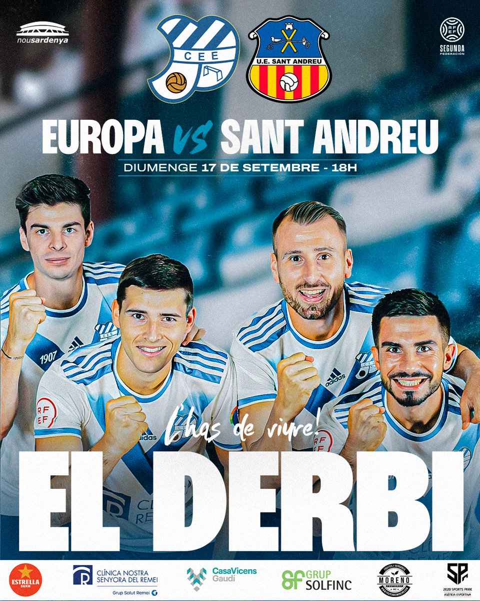 CEEuropa's tweet photo. ⚽️ És el duel de la temporada i, per primera vegada, a #2RFEF3!
🏟️ Si saps com és el derbi, fa temps que l'estàs esperant. Si no n'has vist cap... #lHasDeViure!
Info entrades 👉🏽 https://t.co/oCUrjziPDB
#futbolcat #ViladeGràcia #SagradaFamília https://t.co/XDYuRxg5tX