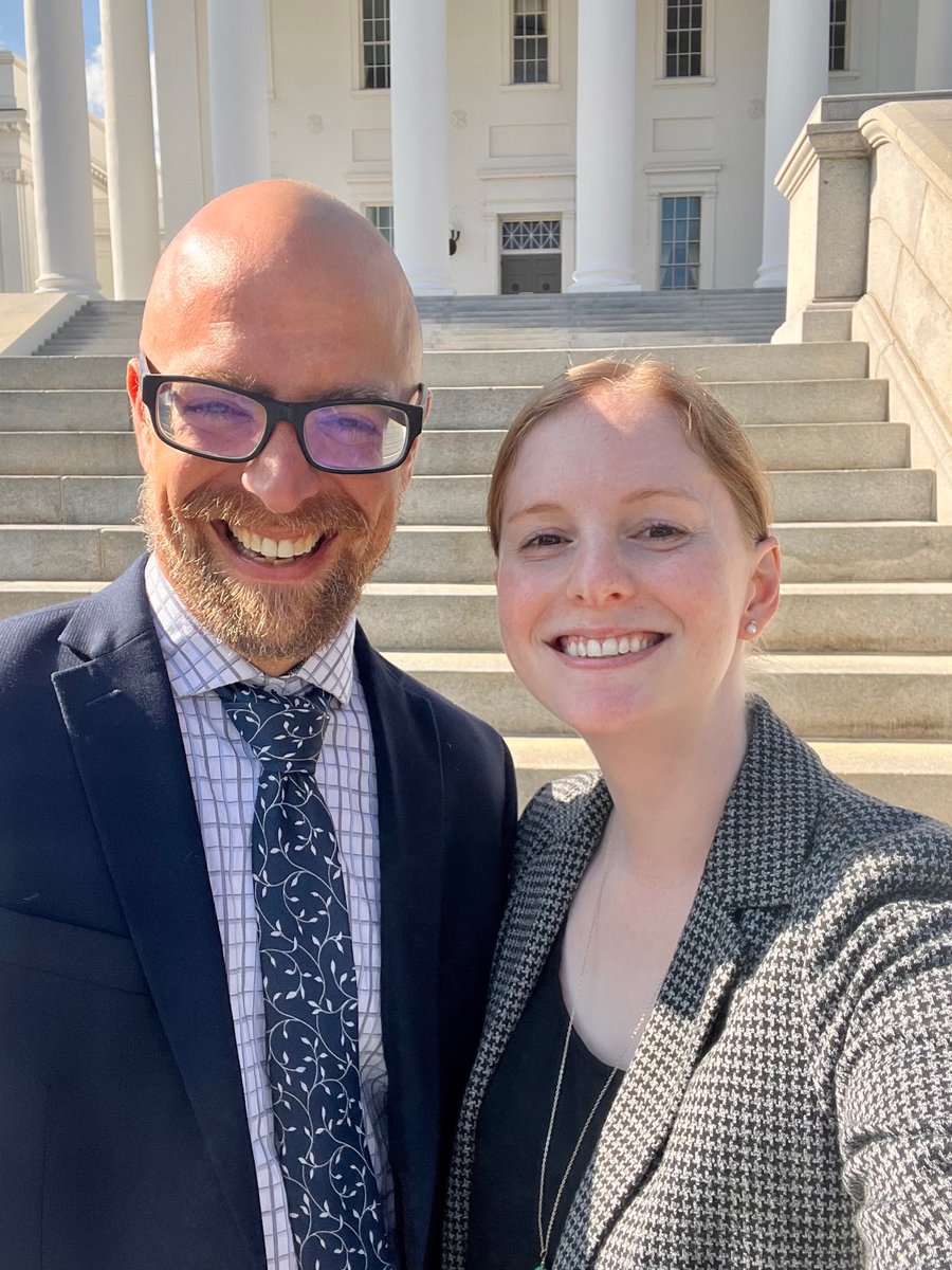 BlairStLedger's tweet photo. Introducing @Climate_AF’s newest team member, @jeremyschroeder, to the #valeg this morning! Looking forward to having the whole team here in Richmond this week 🥳 #runwinlegislate https://t.co/vcRsjn1rmT