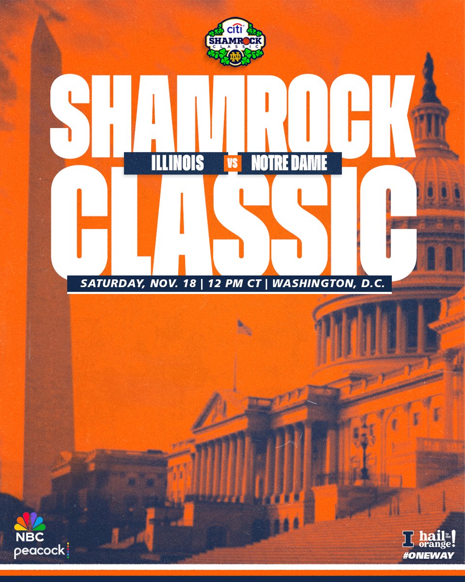 The first piece of our schedule is here!

We’re excited to head to Washington, D.C., to face Notre Dame in the Citi Shamrock Classic!

#Illini | #HTTO