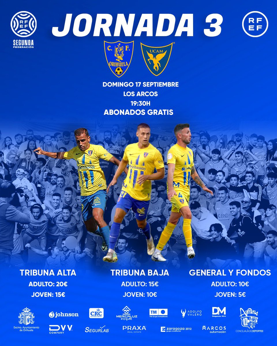 Somos optimistas, tenemos ilusión, estamos unidos, vamos a luchar, tenemos ambición.

🙌 ¡Hagamos todos un esfuerzo y llenemos 𝐋𝐨𝐬 𝐀𝐫𝐜𝐨𝐬!

💛💙 Los abonados podrán retirar en la tienda del club dos entradas por solo 5€. Oferta disponible del martes al viernes.