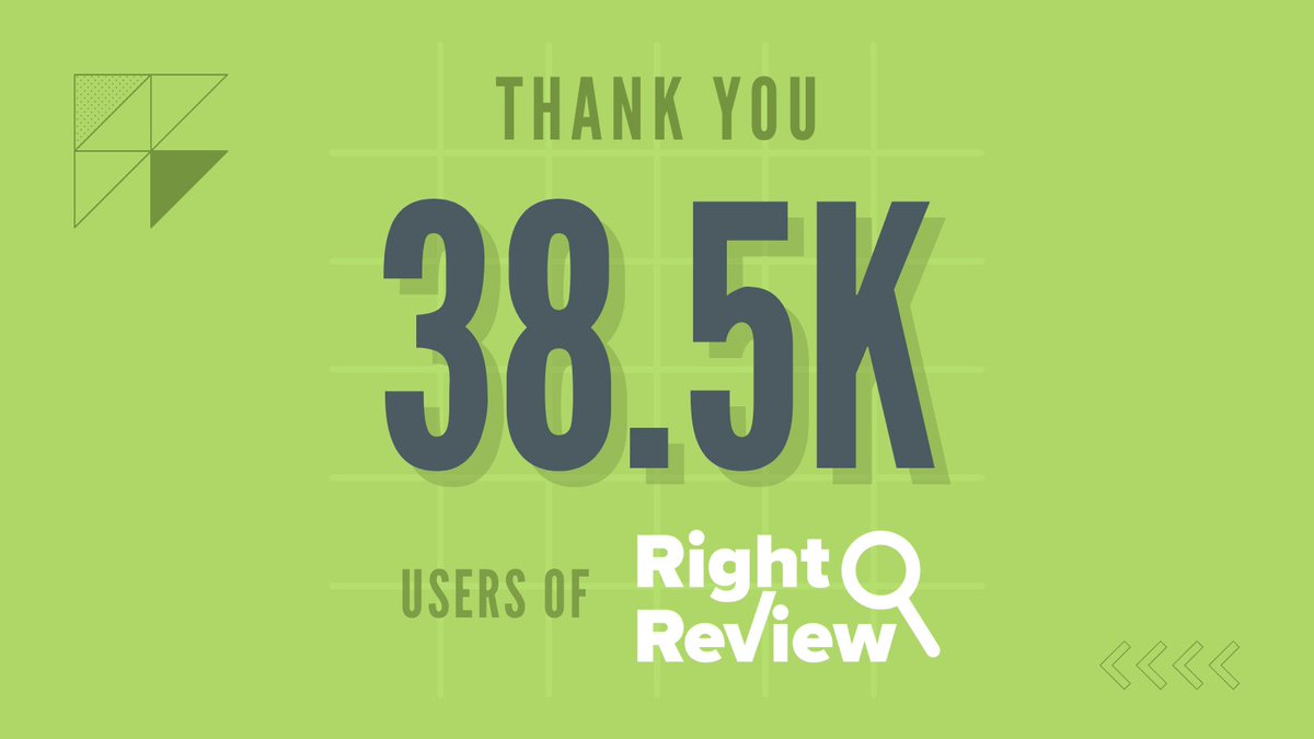 We are excited to share that our #RightReview tool has been used by 38.5K users worldwide! 

Check it out if you haven’t already: bit.ly/36XHULL. 

#KnowledgeSynthesis #EvidenceSynthesis #ResearchTool