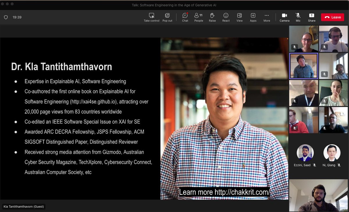 Software Engineering Lancaster (@lancsunise) on Twitter photo We were lucky enough to host a talk on Explainability in SE given by the brilliant <a href="/klainfo/">A/Prof Kla Tantithamthavorn</a>. Thanks Kla 👏 We were lucky enough to host a talk on Explainability in SE given by the brilliant <a href="/klainfo/">A/Prof Kla Tantithamthavorn</a>. Thanks Kla 👏