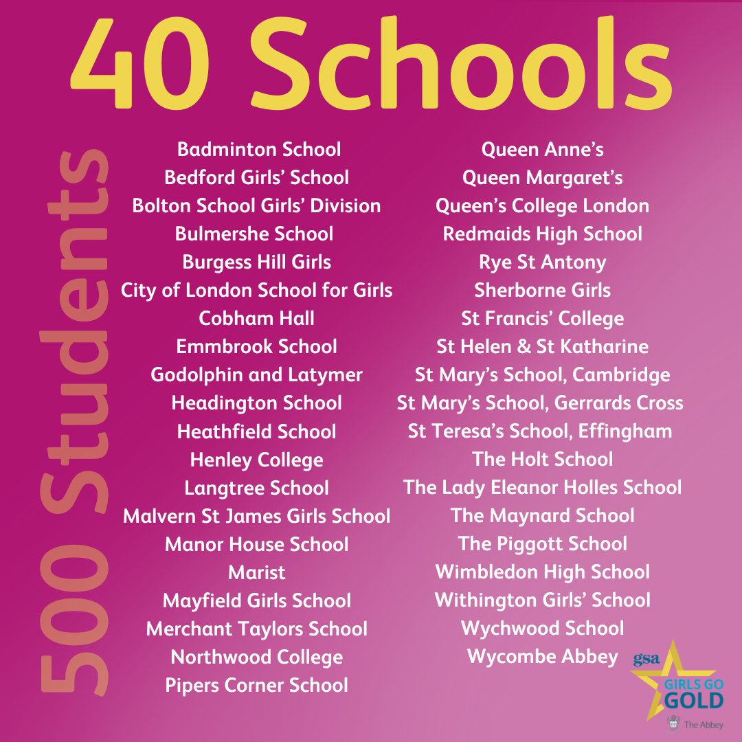 We are proud to be hosting this annual <a href="/GSAUK/">Girls' Schools Association</a> conference, one of the UK’s largest celebrations of young women in sport, bringing together 500 students from up to 40 amazing schools.  

We cannot wait to welcome you all to The Abbey!

#AbbeyGoGold #GSAGirlsGoGold