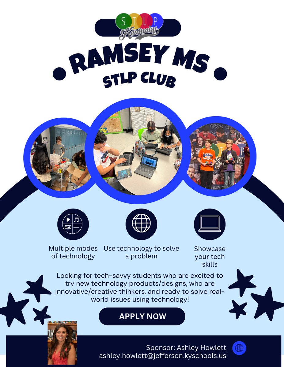 I’m excited to get the 2023-2024 STLP crew together to see the greatness they can accomplish through technology! We have no shortage of tech gurus <a href="/RamseyMS_JCPS/">Ramsey Middle School</a> <a href="/STLPKentucky/">STLP Kentucky</a>