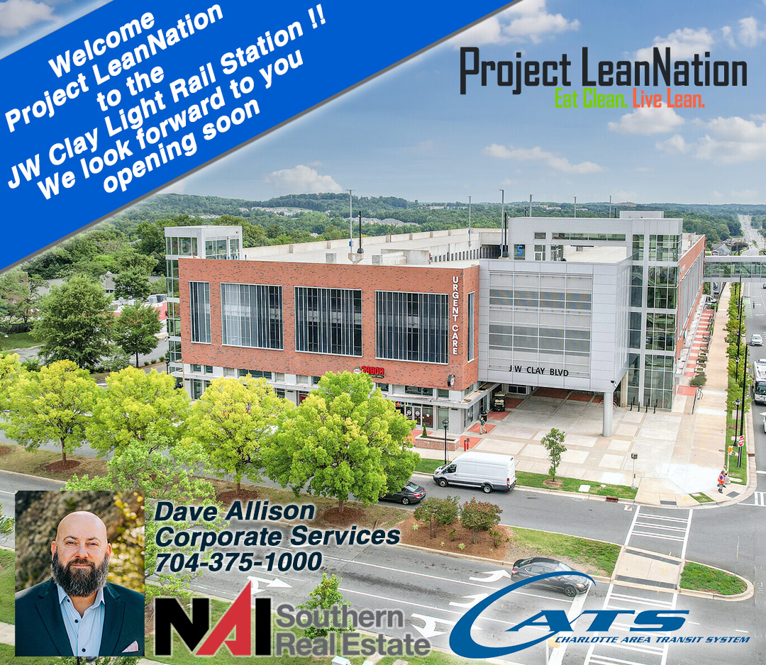 SouthernCRE's tweet photo. Congratulations to Project LeanNation for your new retail space at the JW Clay Blvd Light Rail Station in the University area! Glad we could help. #ProjectLeanNation #CharlotteAreaTransitSystem #CharlotteCommercialRealEstate #NAIGlobal #NAISouthernRealEstate #SouthernRealEstate https://t.co/BNkjBcT4Kn