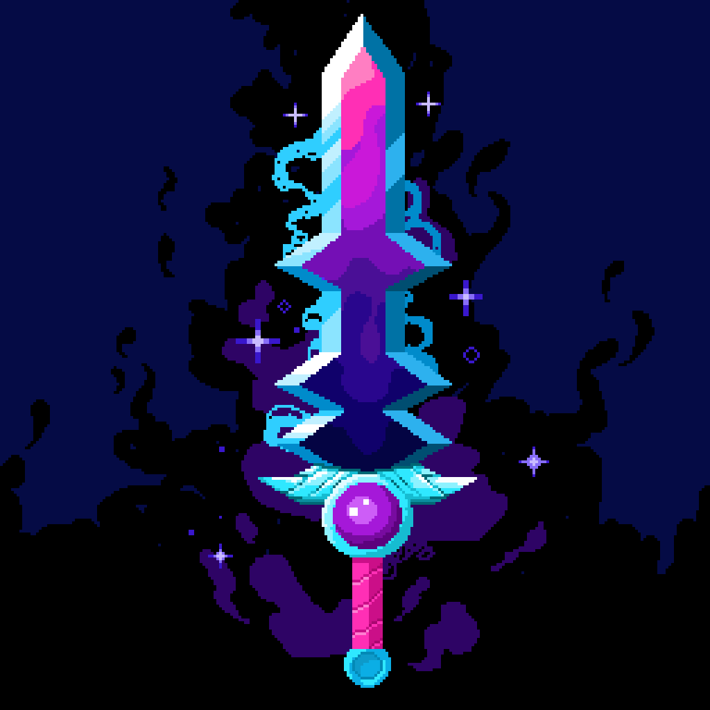a galaxy sword.

#swordtember #Swordtember2023 #pixelart  #ドット絵