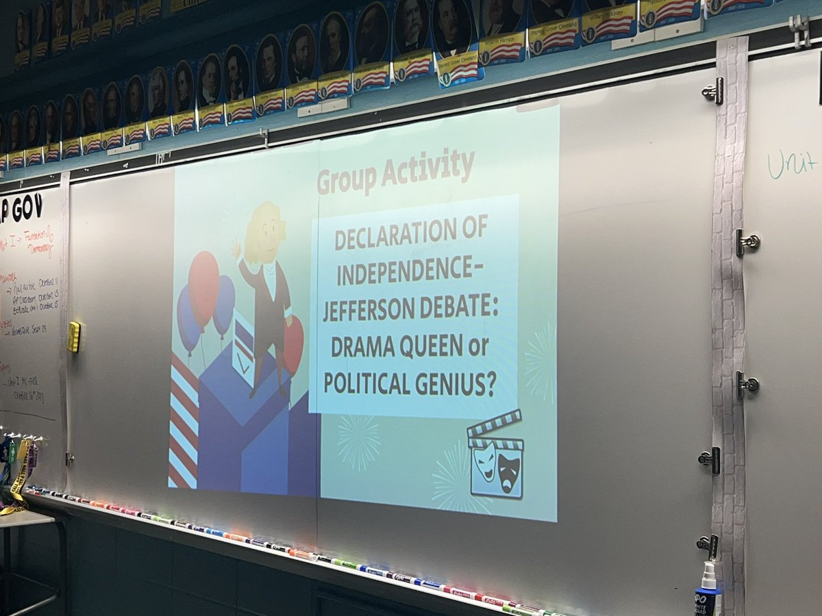 MsGregorakis's tweet image. AP Government Kicks off Day 1 - Debate Declaration of Independence “Jefferson is he a Political Genius or Drama Queen?” #wearehowell